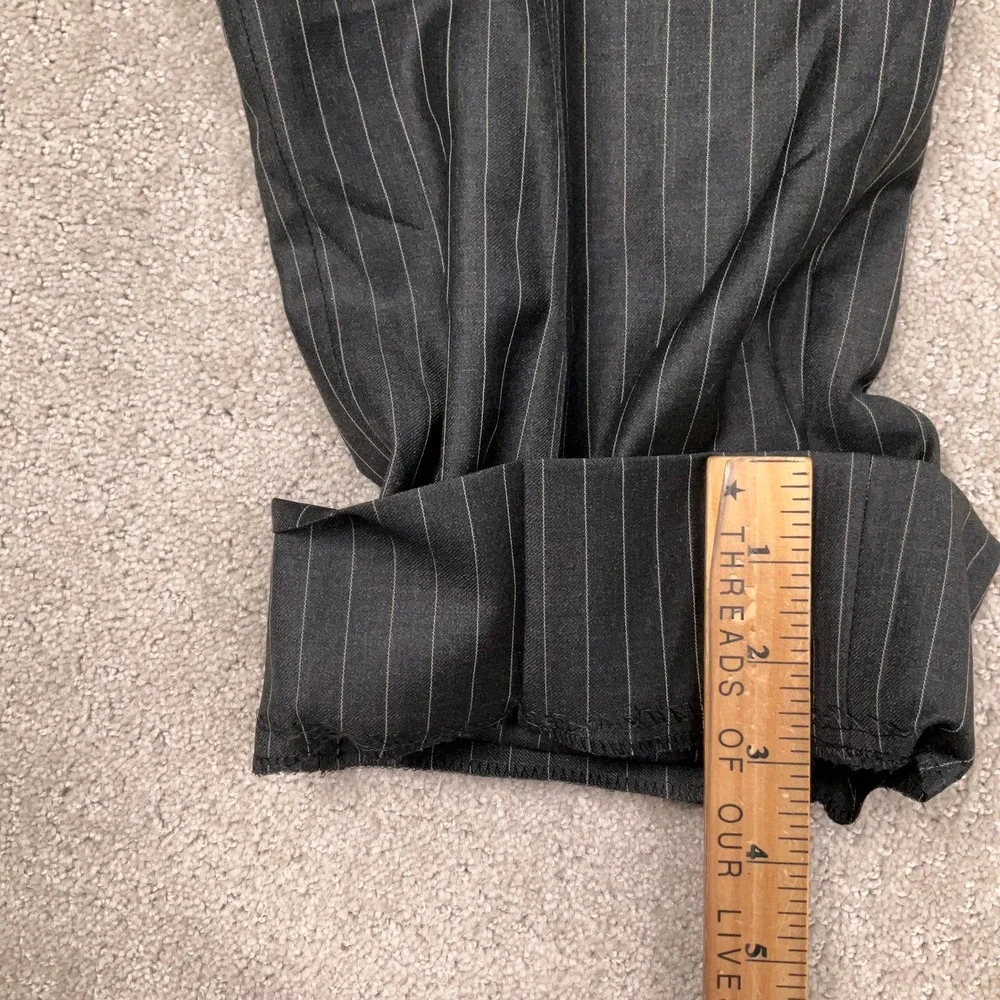 Hickey Freeman Suit Boys 37S 31W Charcoal Pinstripe Wool 2-Button